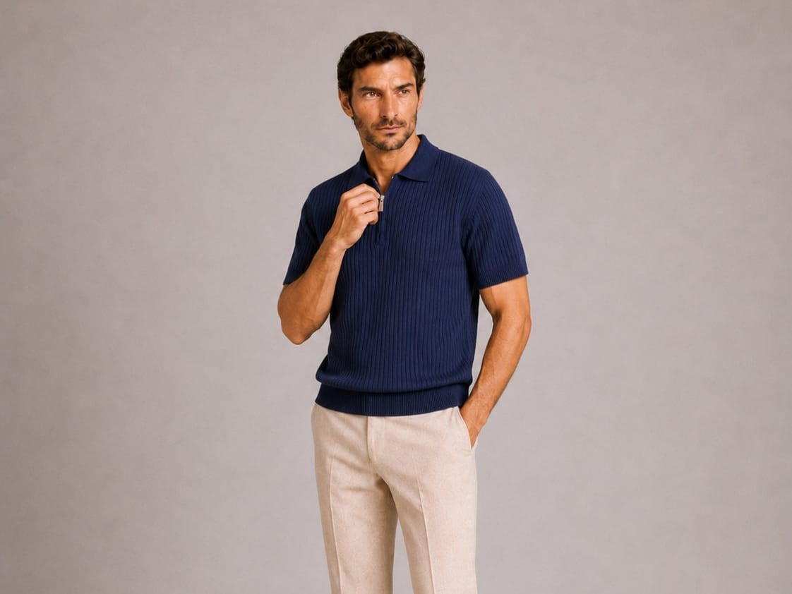 Polo zip maille AXEL - Imagen 1