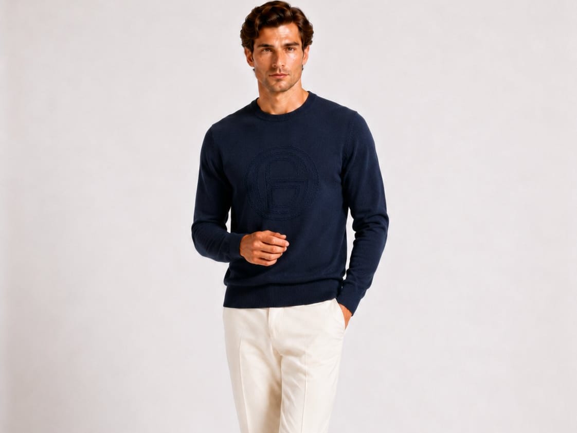 Pull col rond Intersia maille RAPHAEL - Imagem 1