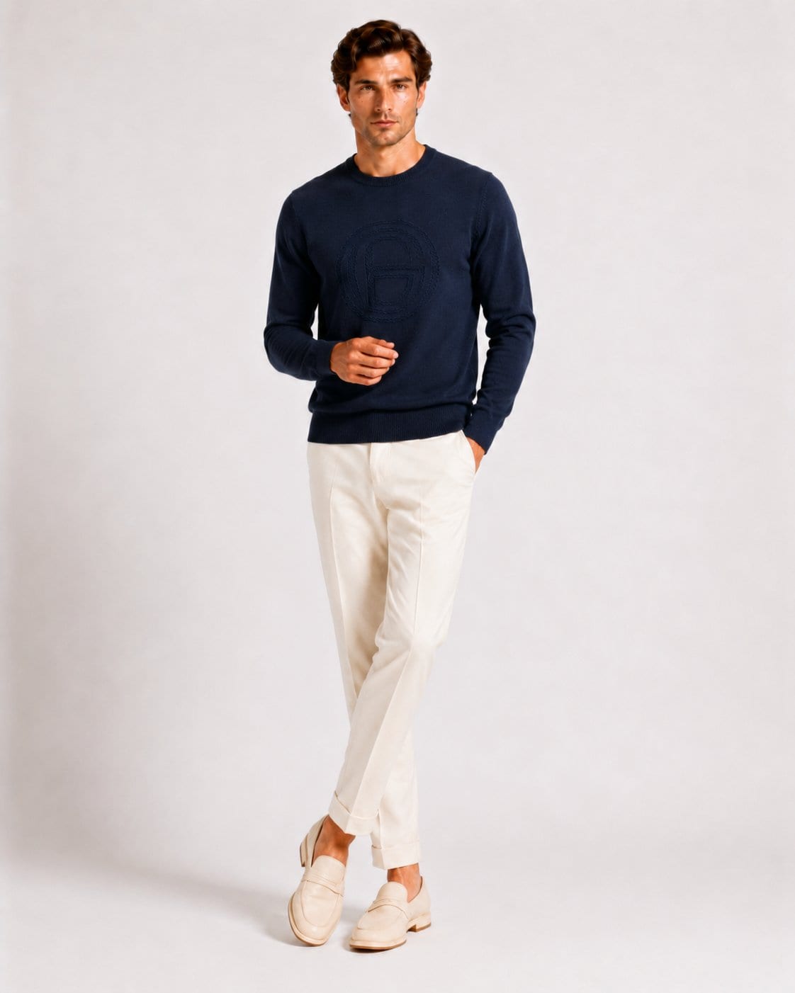 Pull col rond Intersia maille RAPHAEL - Imagem 1